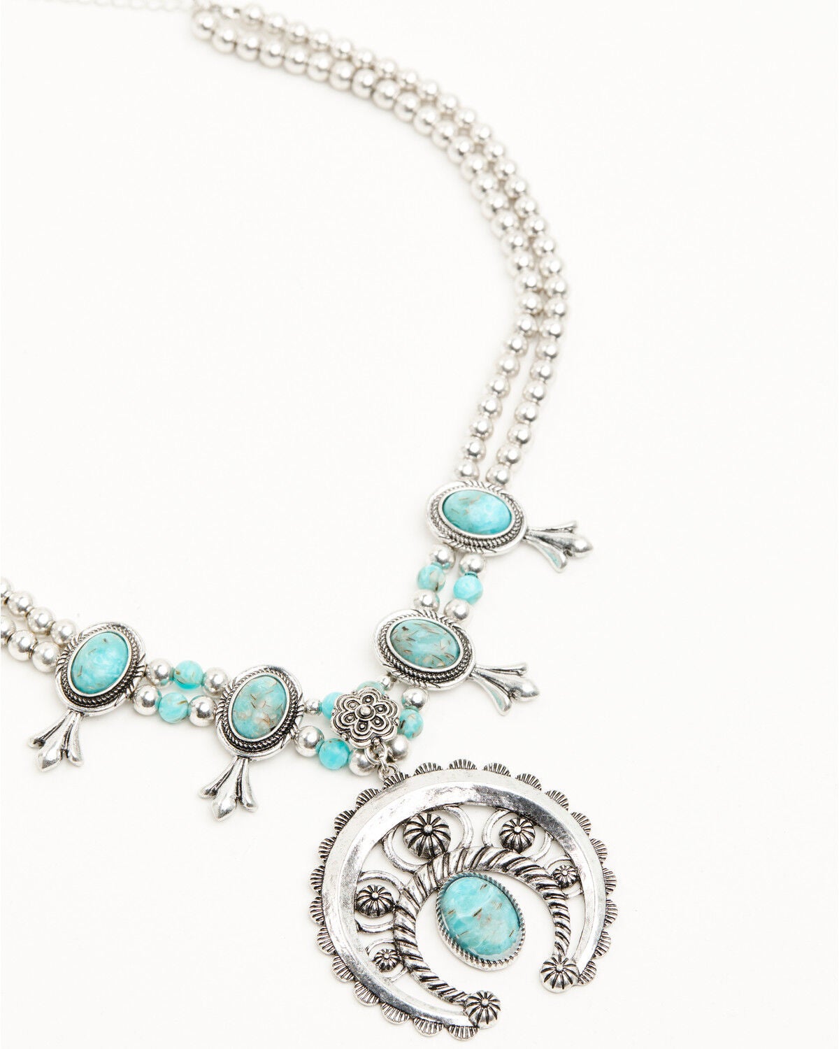 Image #1 - Shyanne Women's Ridge Canyon Turquoise Squash Blossom Necklace, Silver, hi-res
