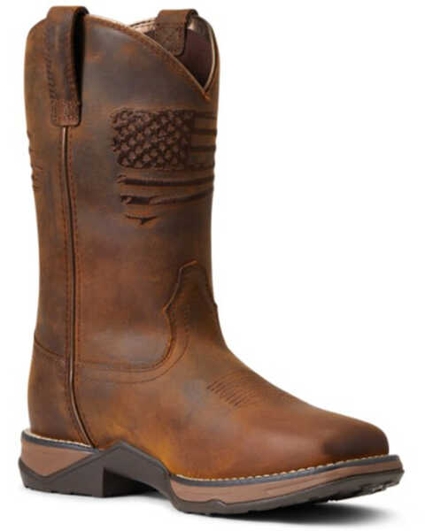 Ariat Women’s Anthem Patriot Waterproof Western Performance Boots – Broad Square Toe, Brown, hi-res