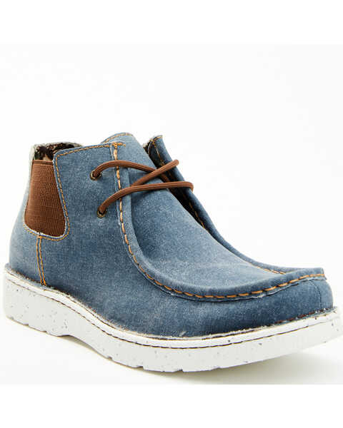 Image #1 - Justin Men's Hazer Denim Casual Hudson Shoes - Moc Toe, Blue, hi-res