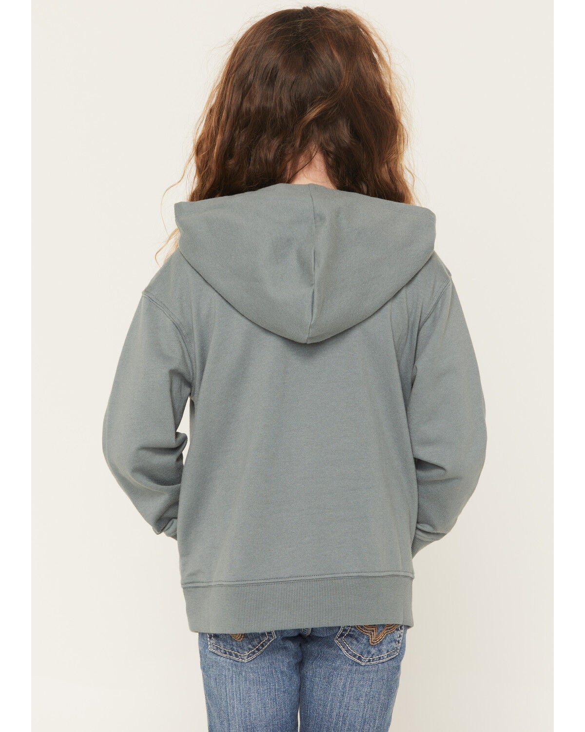 Image #4 - Wrangler Girls' Bold Logo Hoodie, Teal, hi-res