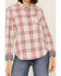 Flag & Anthem Women's Plaid Print Chest Pocket Long Sleeve Shirt , Pink, hi-res
