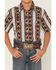 Image #3 - Wrangler Boys' Checotah Southwestern Striped Short Sleeve Pearl Snap Western Shirt, Brown, hi-res