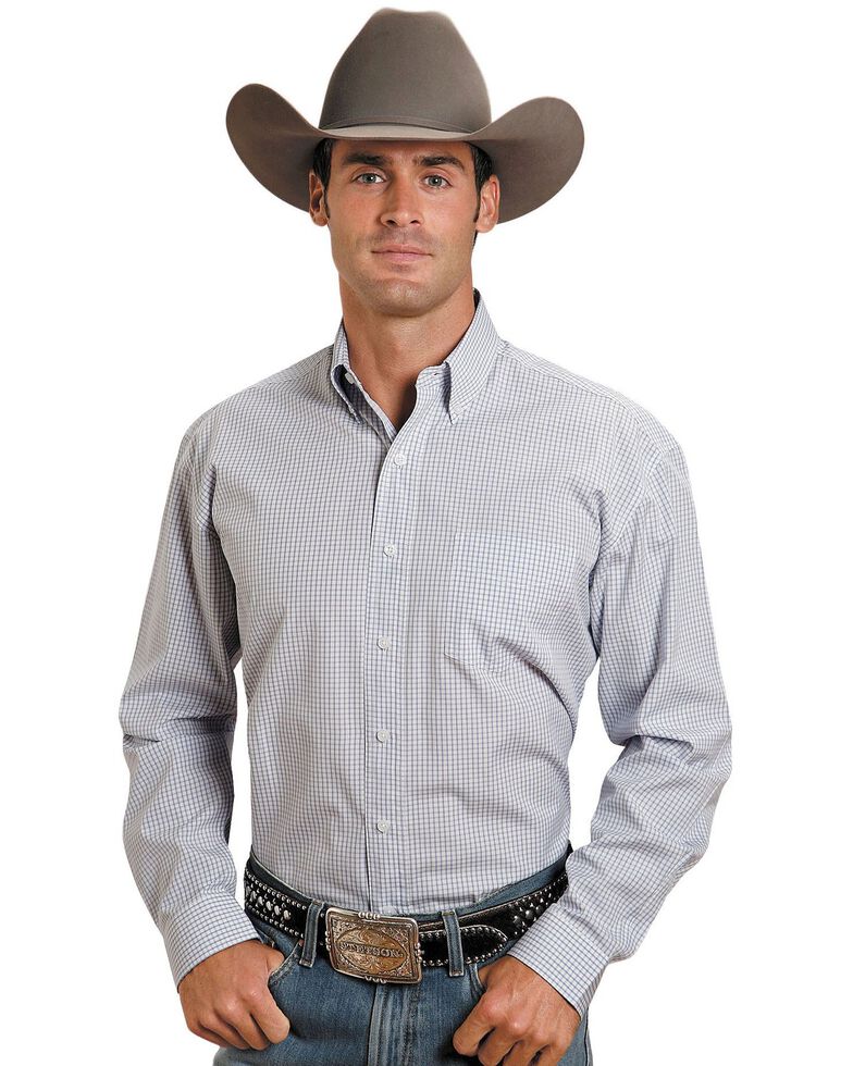 Stetson Plaid Button Shirt, Blue, hi-res