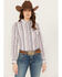 Image #1 - Wrangler Women's Striped Long Sleeve Snap Western Shirt, Multi, hi-res