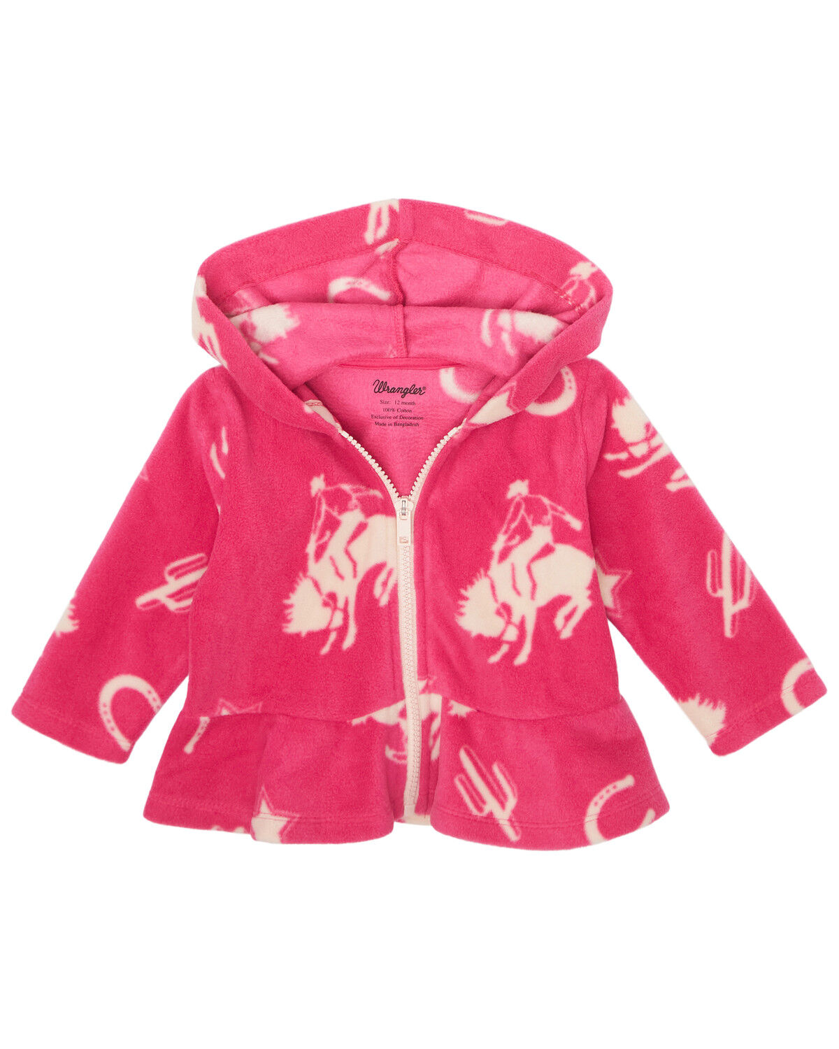 Image #1 - Wrangler Infant Girls' Conversation Print Sherpa Jacket, Pink, hi-res