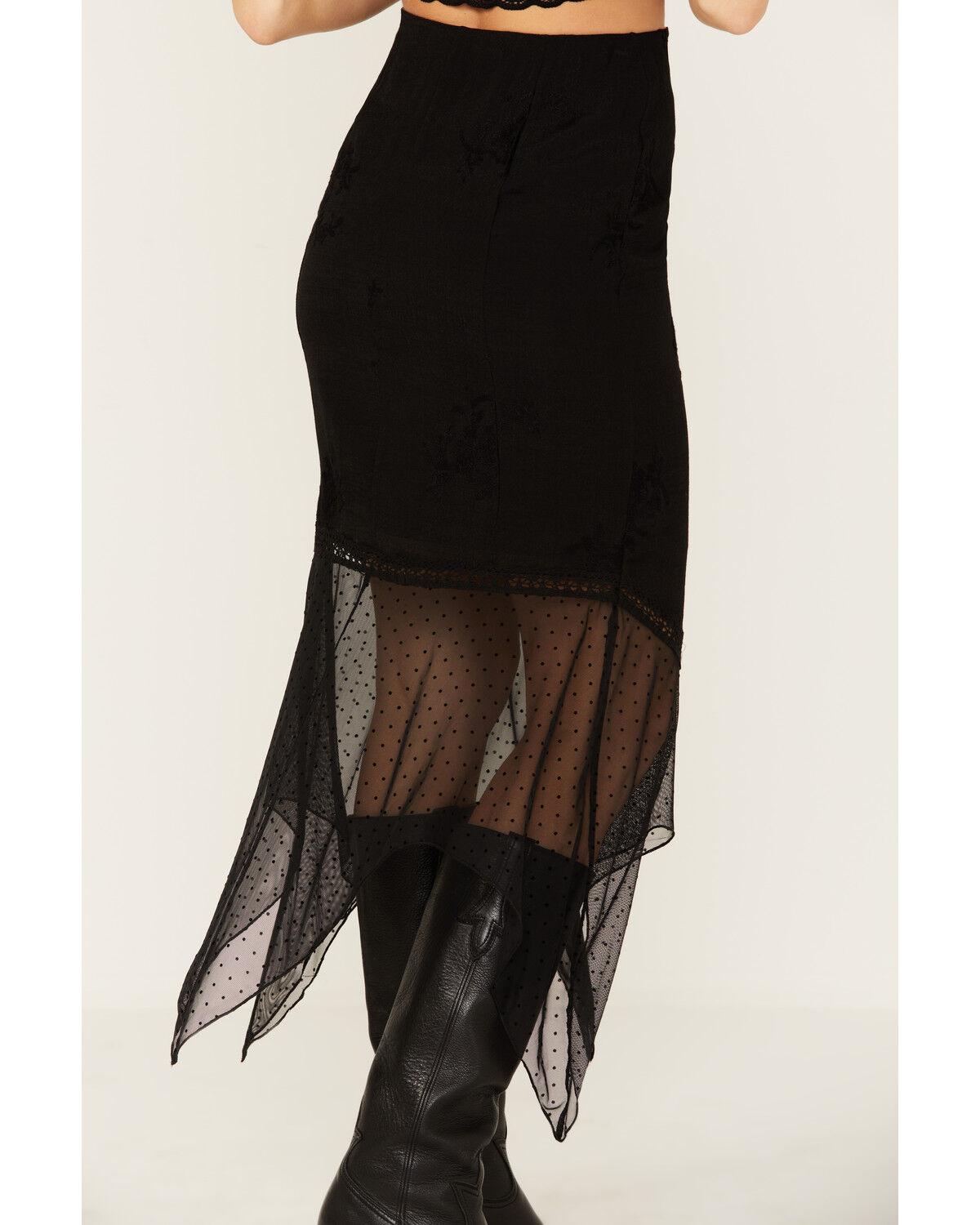 Image #4 - Wild Moss Women's Jacquard Lace Skirt, Black, hi-res