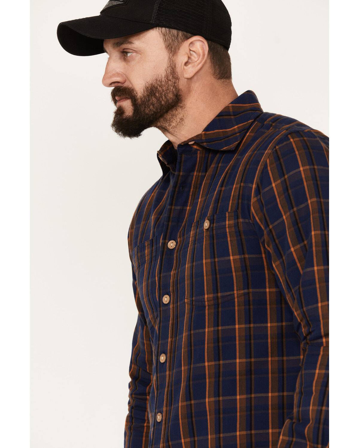 Image #2 - Resistol Men's Englewood Plaid Button Down Western Shirt, Navy, hi-res