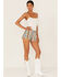 Image #1 - Shyanne Women's Mr. Fray Southwestern Print Frayed Hem Shorts , Deep Teal, hi-res