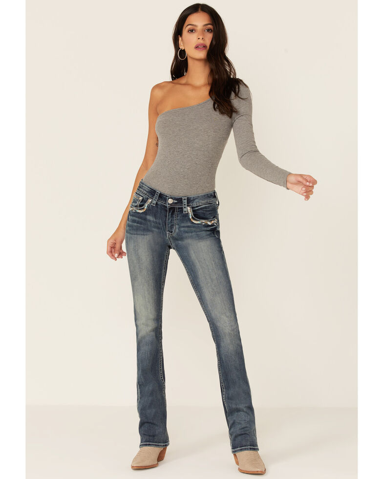 Grace In LA Women's Medium Wash Steerhead Bootcut Jeans, Blue, hi-res