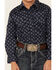 Rodeo Clothing Boys' Ornate Print Long Sleeve Snap Western Shirt , Blue, hi-res