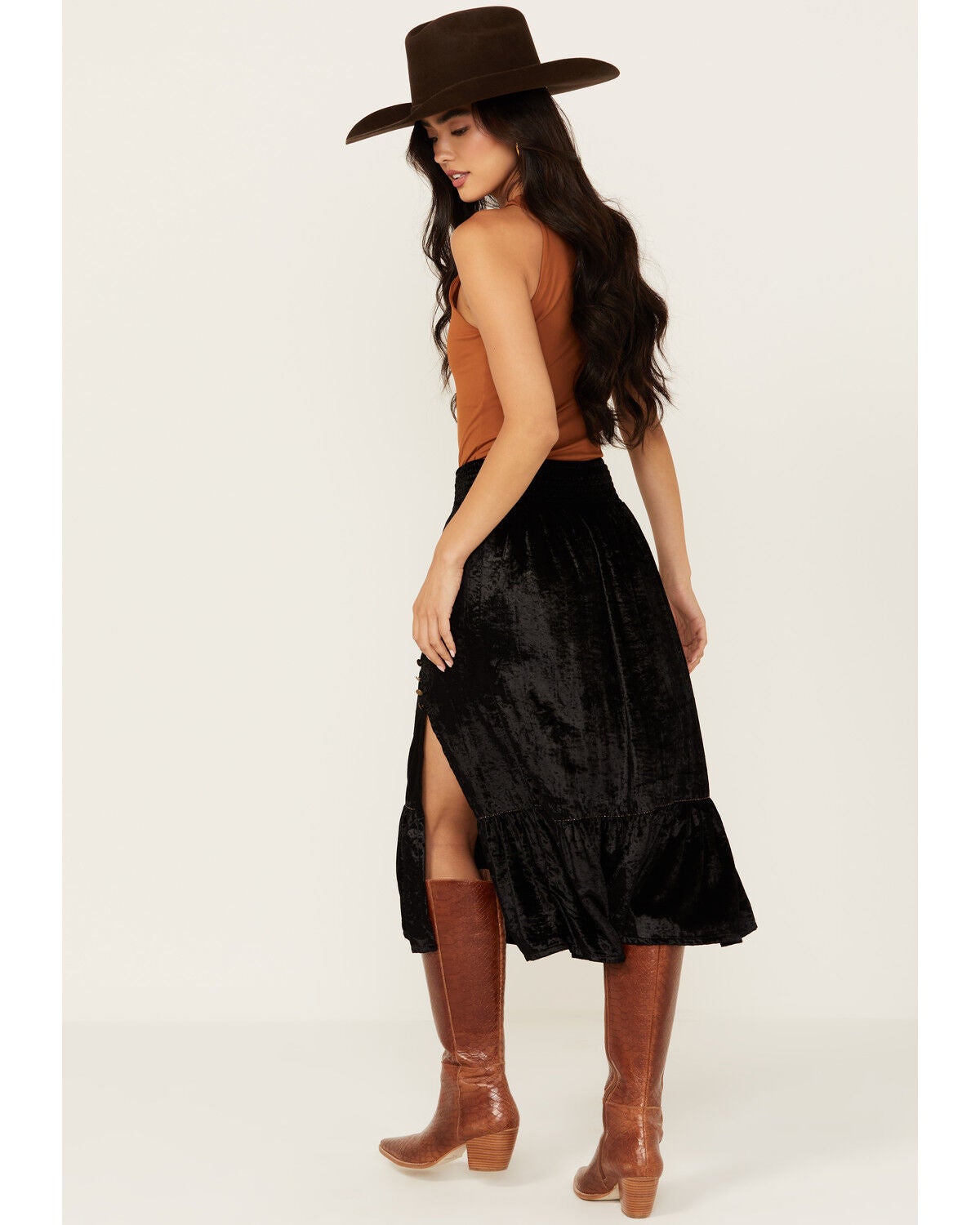 Image #3 - Shyanne Women's Velvet Skirt, Black, hi-res