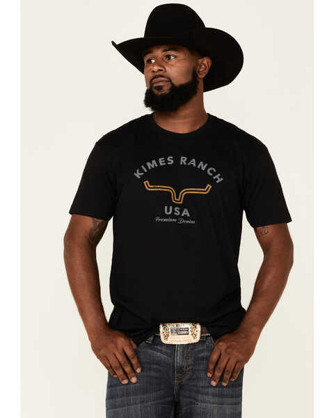 Kimes Ranch Men's Black Arch Logo Short Sleeve T-Shirt , Black, hi-res
