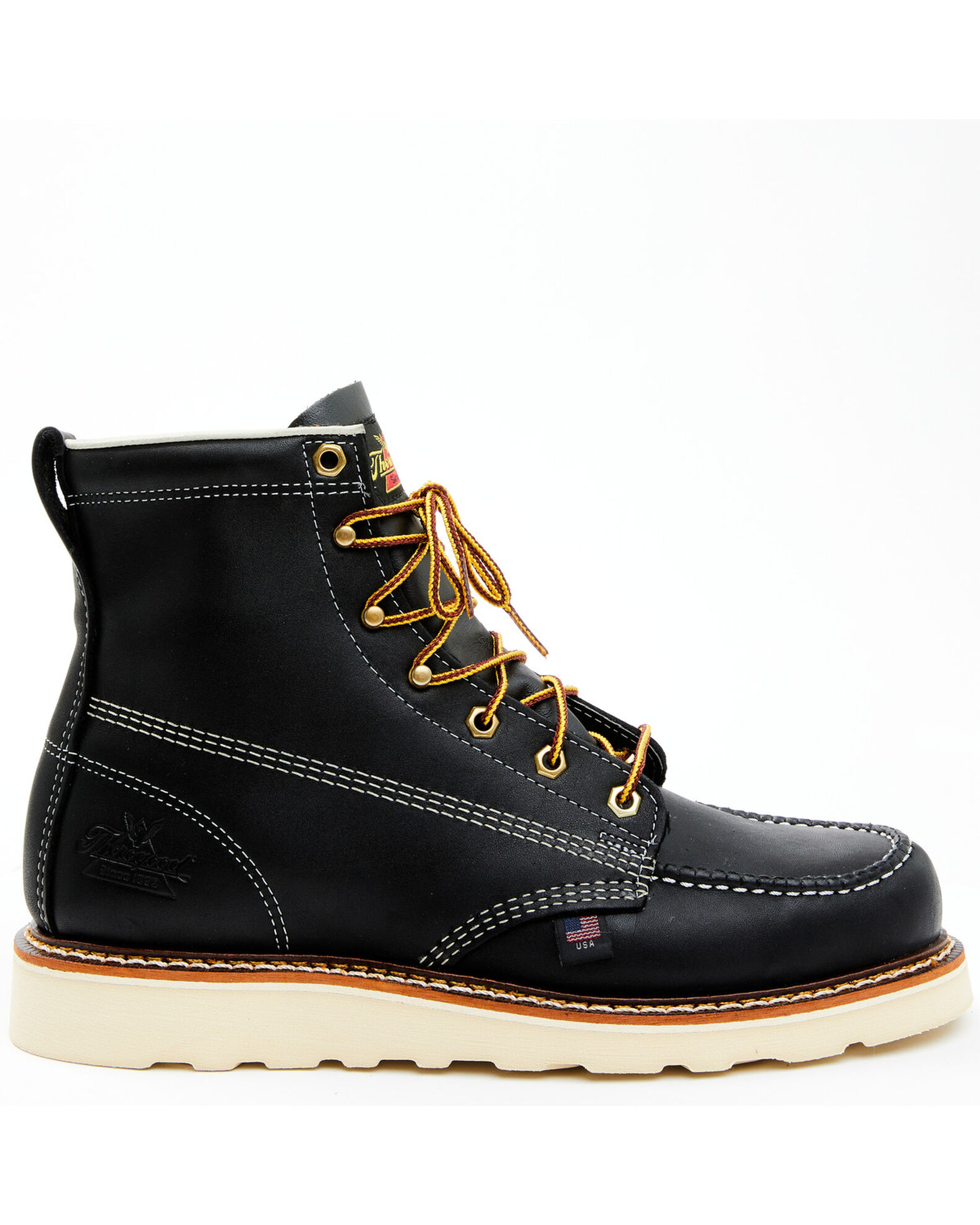 Image #3 - Thorogood Men's American Heritage 6" Made In The USA Wedge Work Boots - Steel Toe, Black, hi-res