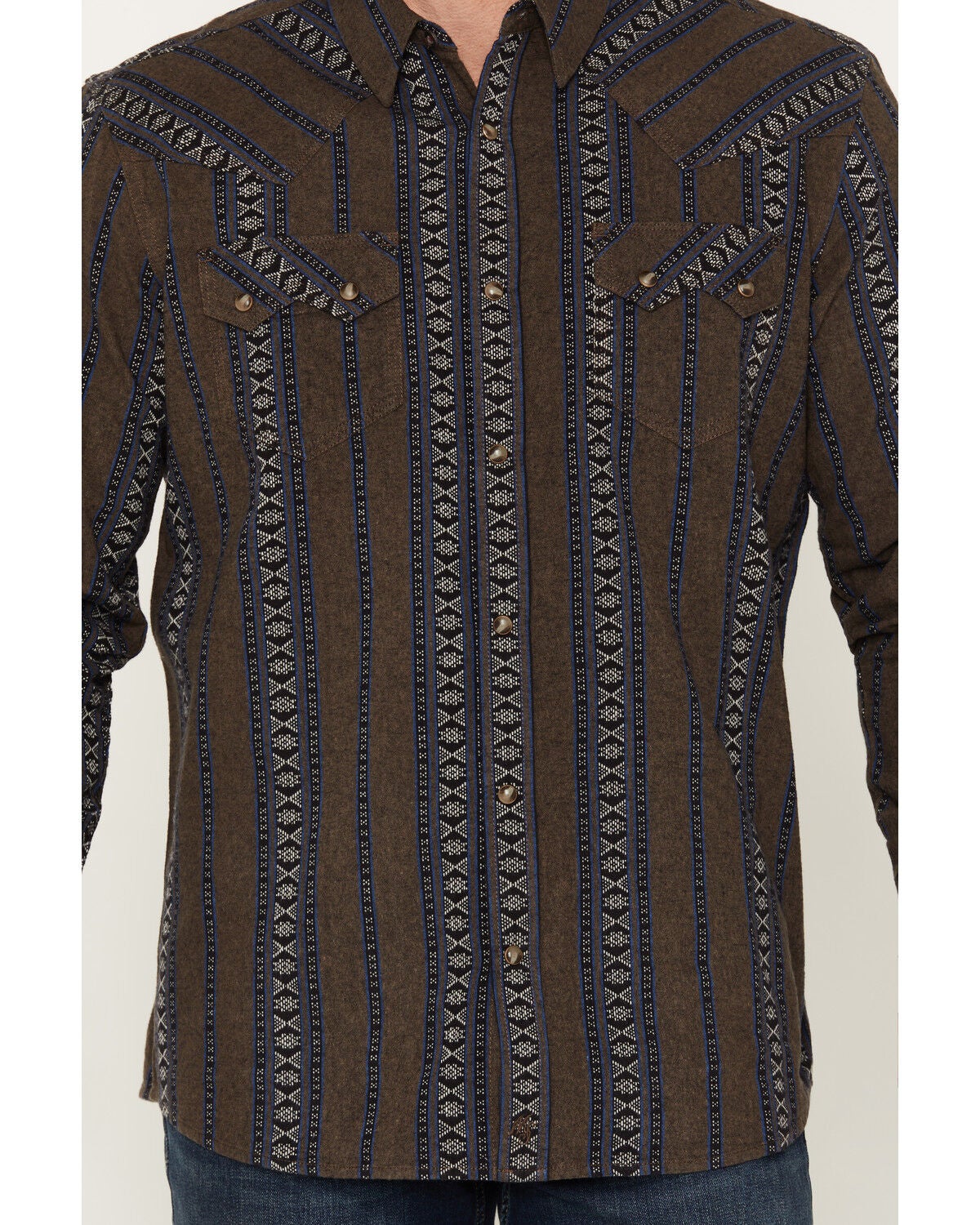 Image #3 - Moonshine Spirit Men's Colorado Southwestern Striped Long Sleeve Snap Western Shirt, Charcoal, hi-res