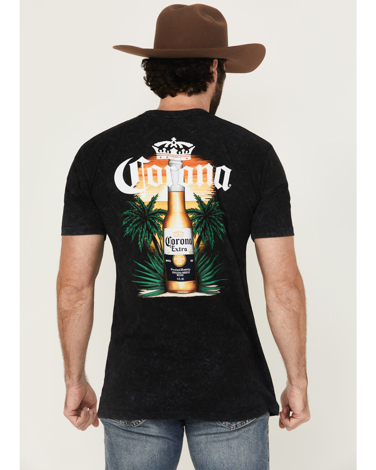 Image #1 - Changes Men's Corona Sunset Palms Short Sleeve Graphic T-Shirt, Black, hi-res
