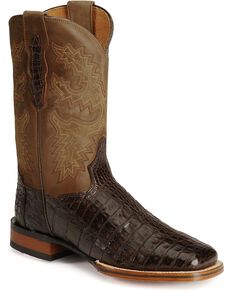 Dan Post Gel-Flex Cowboy Certified Caiman Stockman Boots, Chocolate, hi-res