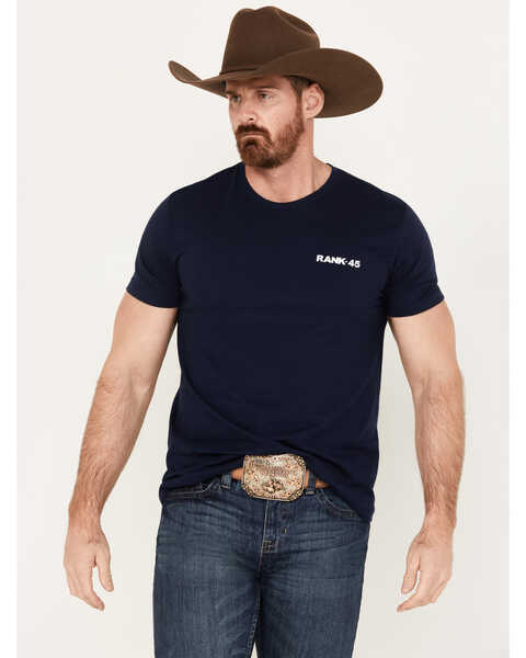 Image #1 - RANK 45® Men's Horse Back Short Sleeve Graphic T-Shirt, Blue, hi-res
