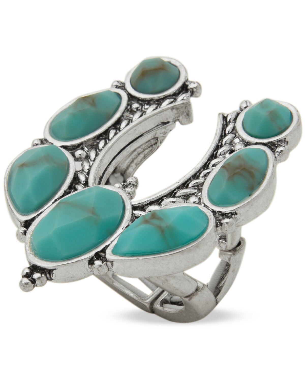 Lainey Wilson Women's Adjustable Horseshoe Stone Ring, Silver, hi-res