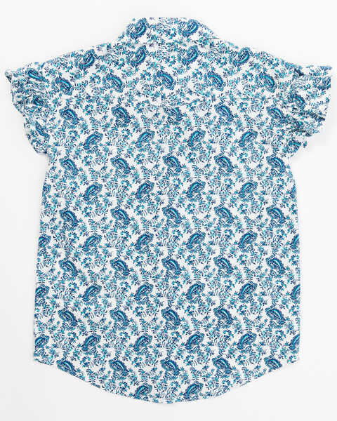 Image #3 - Shyanne Toddler Girls' Paisley Print Short Sleeve Western Pearl Snap Shirt, Royal Blue, hi-res