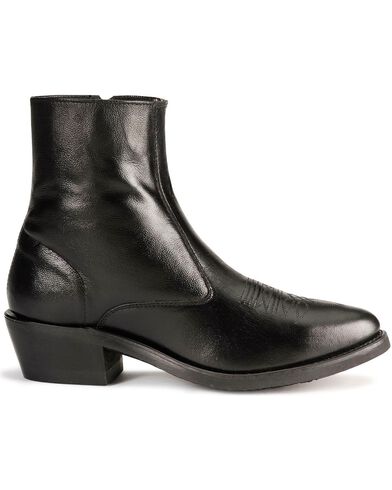 Old West Zipper Western Ankle Boots, Black, hi-res