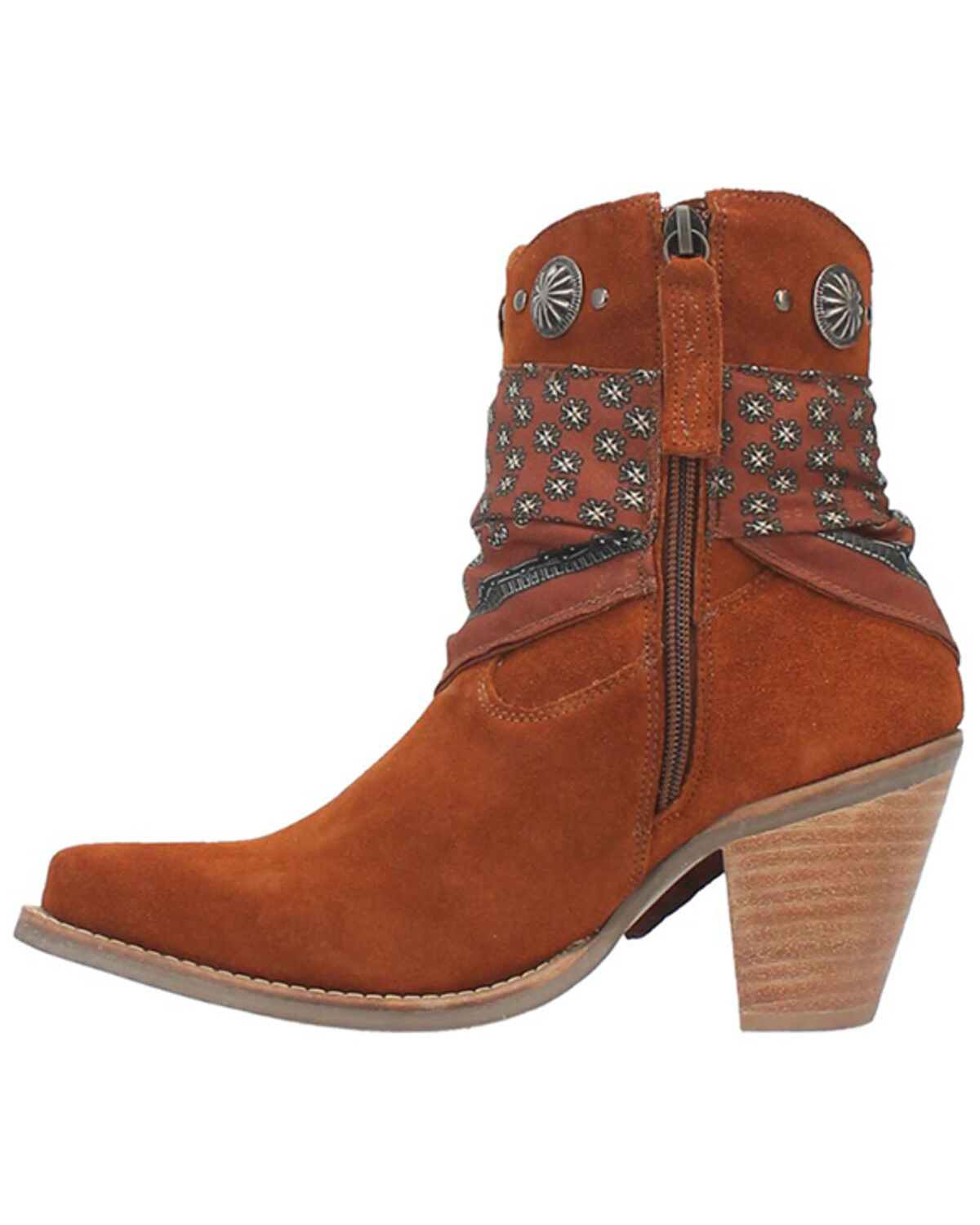Image #3 - Dingo Women's Suede Bandida Western Booties - Round Toe, Brown, hi-res