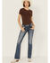 Image #3 - Miss Me Women's Dark Wash Mid Rise Bootcut Stretch Denim Jeans, Dark Wash, hi-res