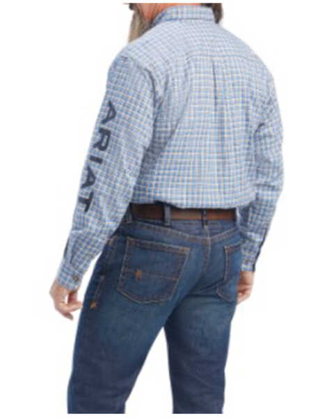 Image #2 - Ariat Men's FR Cunningham Check Logo Button-Down Work Shirt , Turquoise, hi-res
