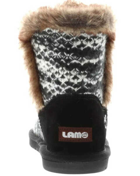 Lamo Footwear Girls' Black & White Sheepskin Boots, Black, hi-res