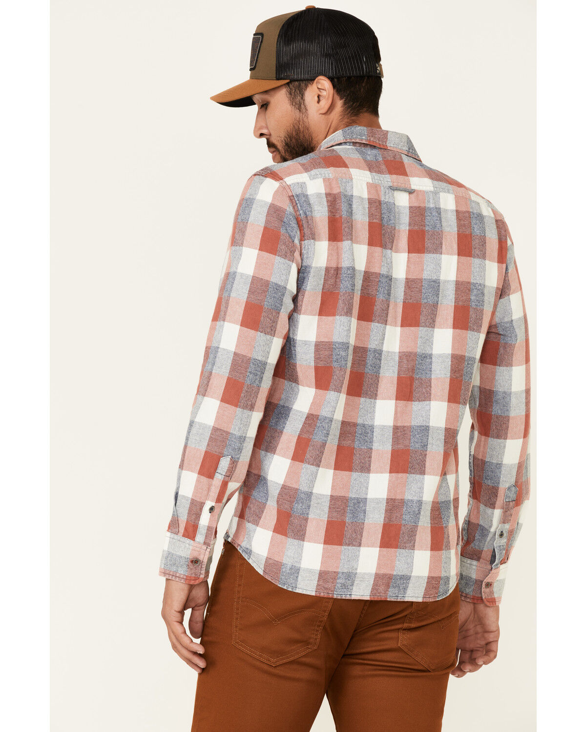 Image #4 - Flag & Anthem Men's Pagedale Vintage Wash Plaid Long Sleeve Button-Down Western Shirt, Rust Copper, hi-res