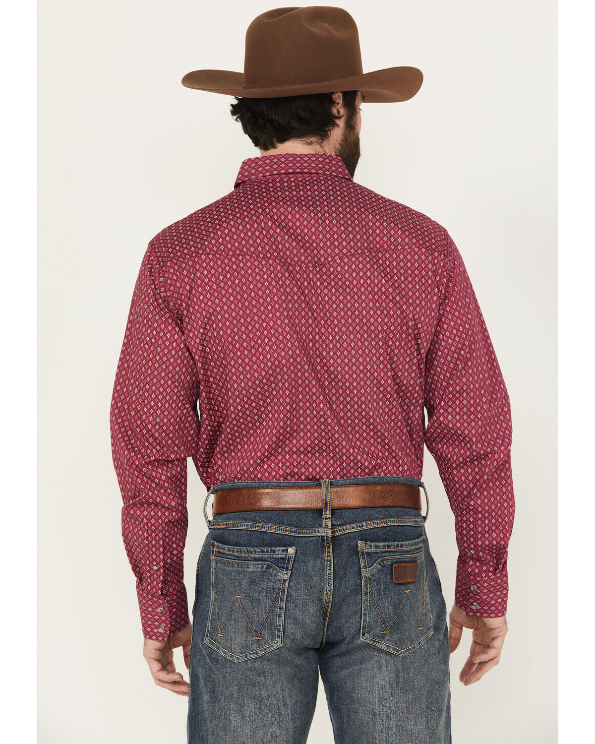 Image #4 - Wrangler Men's 20X Geo Print Long Sleeve Snap Stretch Western Shirt - Tall, Wine, hi-res