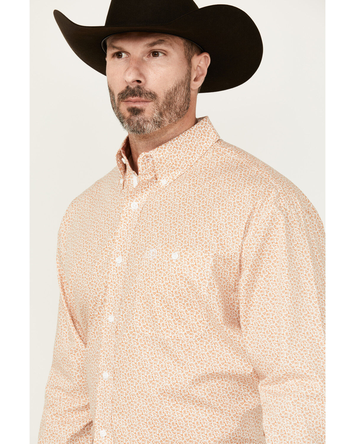 Image #2 - George Strait by Wrangler Men's Floral Print Long Sleeve Button-Down Stretch Western Shirt, White, hi-res