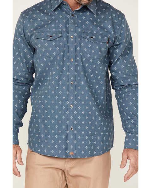 Cody James Men's FR Foulard Print Long Sleeve Pearl Snap Work Shirt , Medium Blue, hi-res
