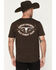 Image #1 - Cowboy Hardware Men's Boot Barn Exclusive Built Cowboy Tough Short Sleeve Graphic T-Shirt, Dark Brown, hi-res