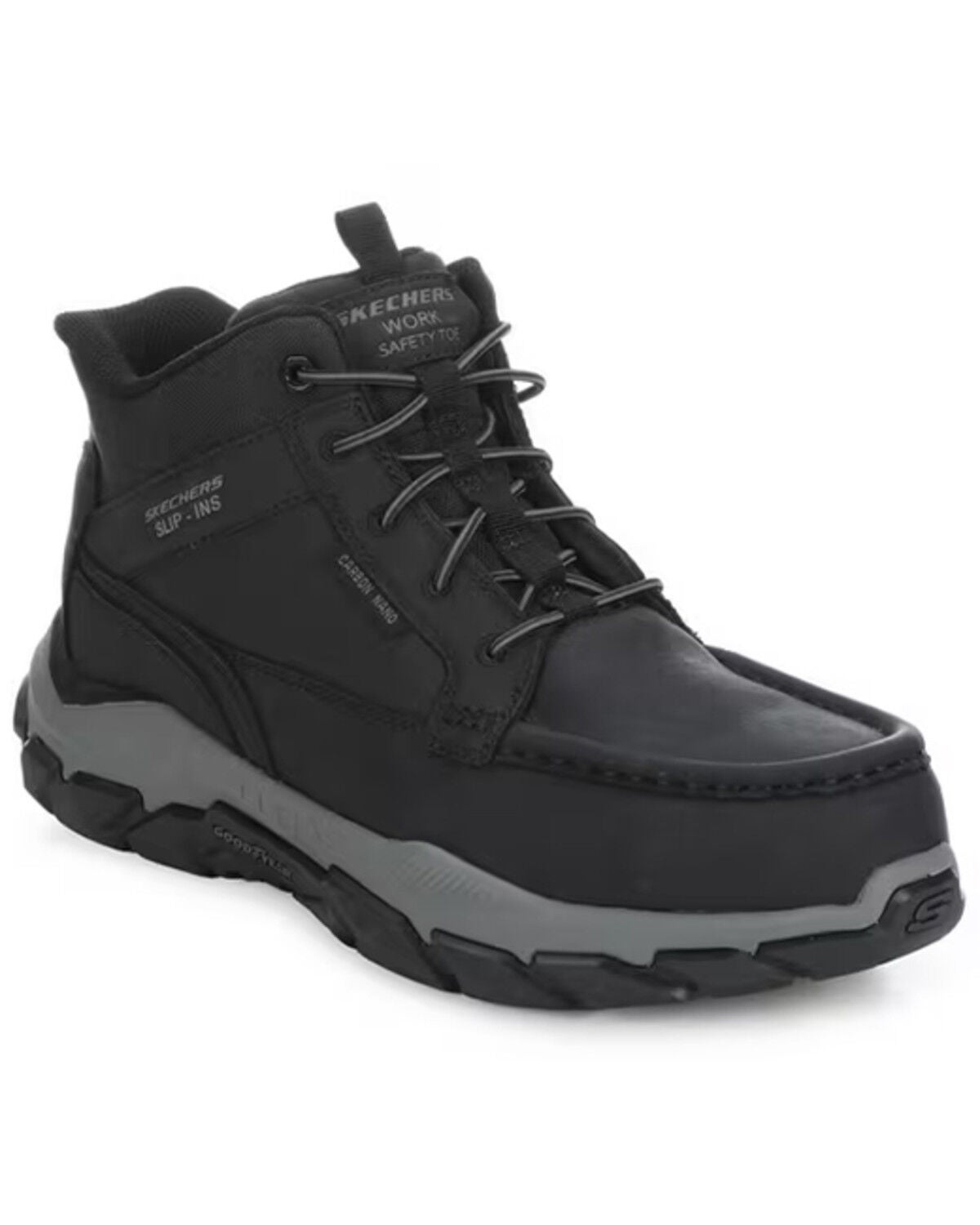 Image #1 - Skechers Men's Santoro Slip-ins&reg; Moc Work Shoes - Nano Composite Toe, Black, hi-res