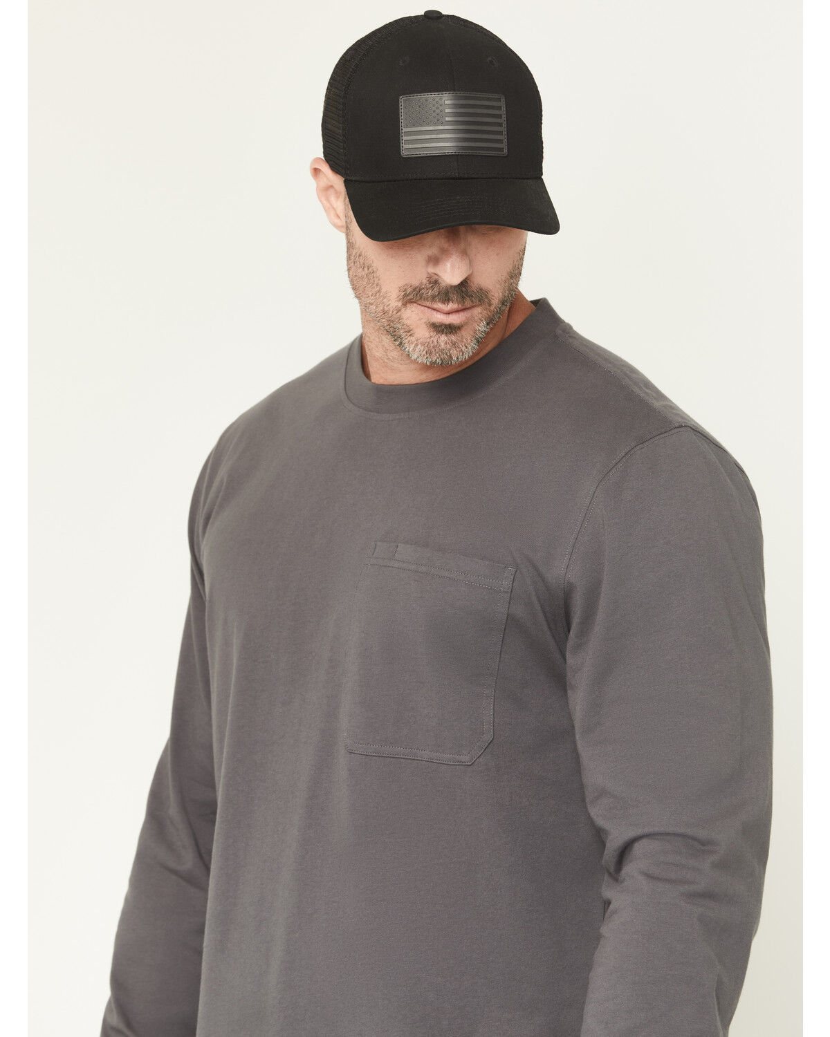 Image #3 - Hawx Men's Hawk Logo Long Sleeve Graphic Work T-Shirt, Charcoal, hi-res
