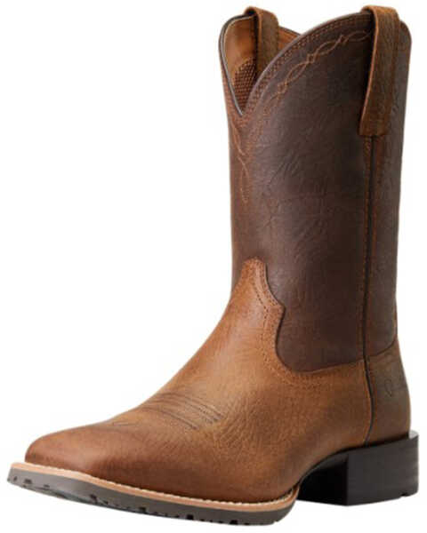 Ariat Men's Hybrid Grit Premium Full-Grain Performance Western Boots - Broad Square Toe , Brown, hi-res