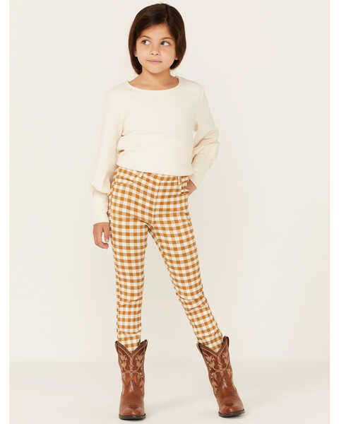 Image #1 - Hayden Girls' Checkered Plaid Print Stretch Pull On Pants , , hi-res