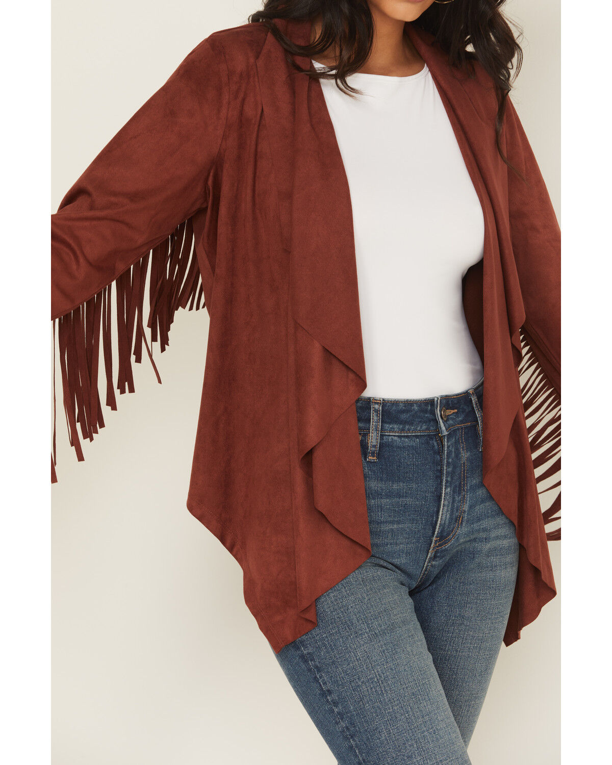 Image #3 - Shyanne Women's Cascade Front Faux Suede Fringe Jacket, Mahogany, hi-res
