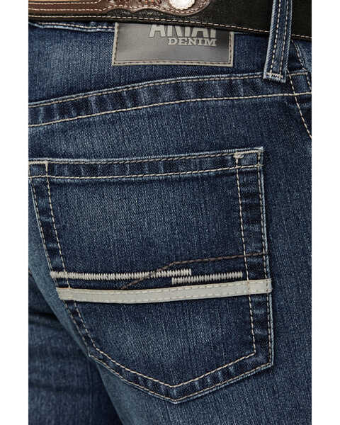 Image #4 - Ariat Men's M4 Colman Ferrin Dark Wash Relaxed Bootcut Durable Stretch Jeans, Dark Wash, hi-res