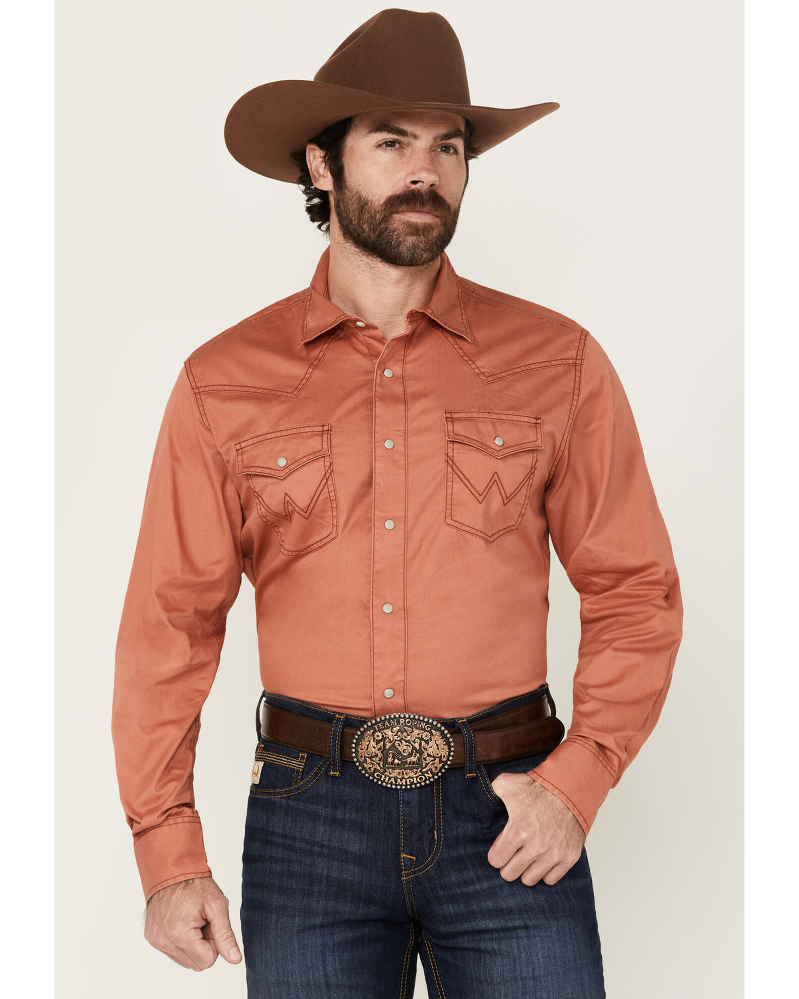 Wrangler Retro Men s Solid Long Sleeve Snap Western Shirt Sheplers