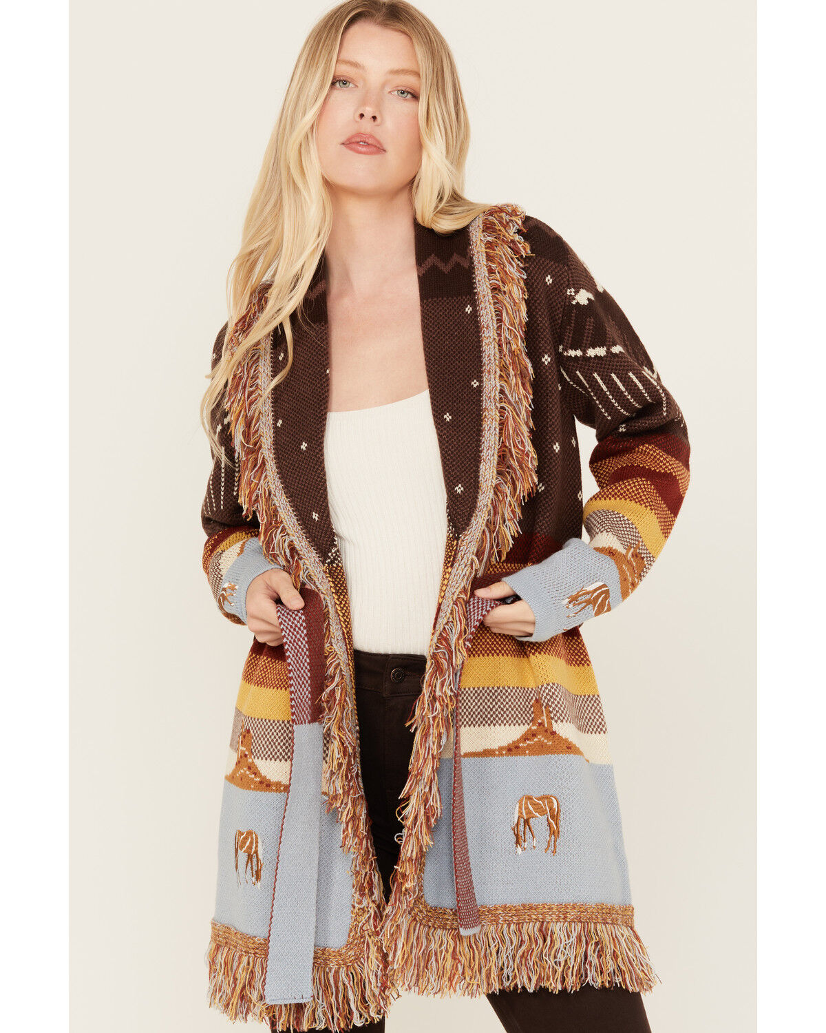 Image #2 - Idyllwind Women's Desert Nights Cardigan Sweater, Brown, hi-res
