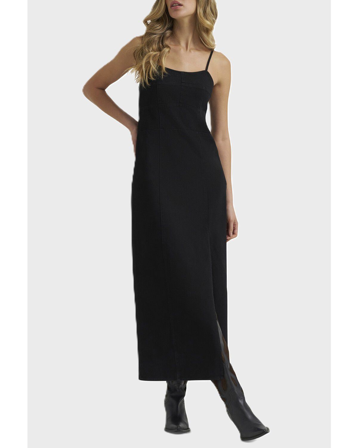Image #1 - Wrangler Retro Women's Sleeveless Denim Midi Dress, Black, hi-res