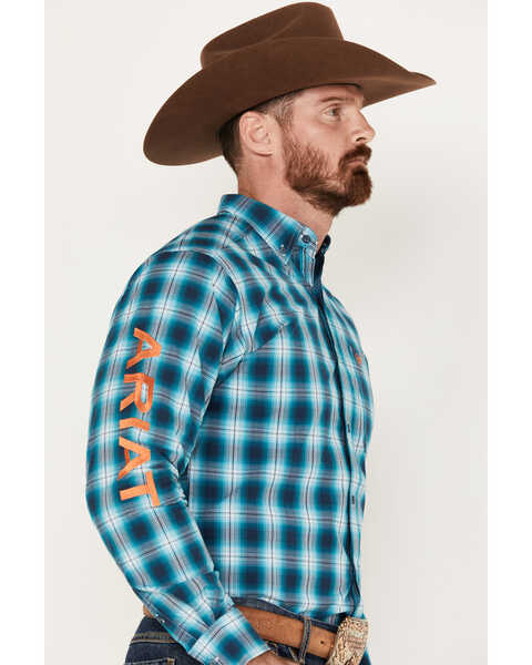Image #2 - Ariat Men's Pro Series Team Sean Fitted Western Shirt, Teal, hi-res