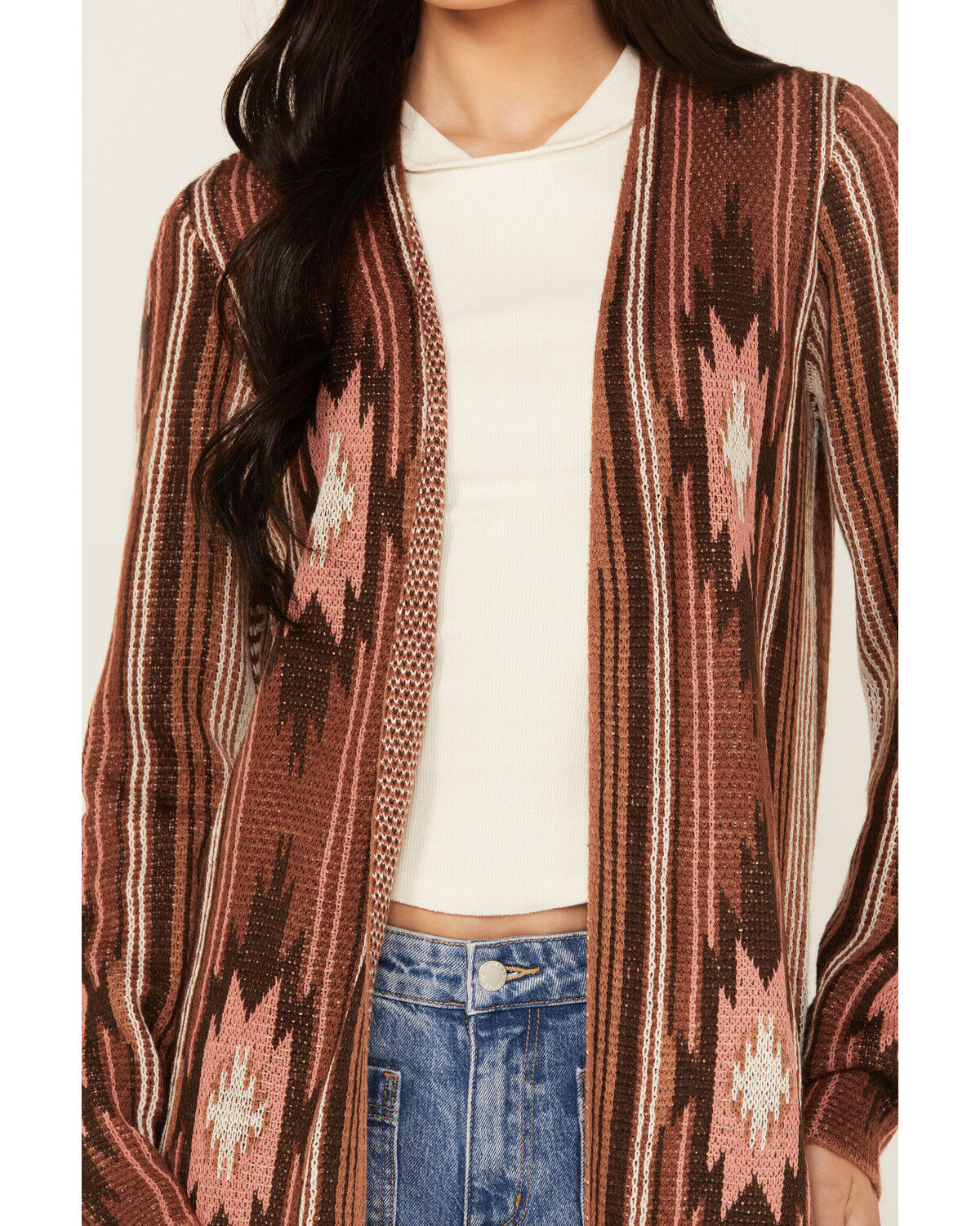 Image #3 - Rock & Roll Denim Women's Southwestern Print Long Sleeve Duster, Brown, hi-res