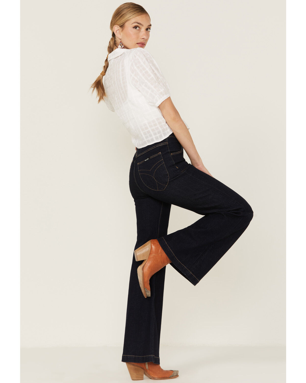 Image #3 - Rolla's Women's Eastcoast Dark Wash High Rise Flare Jeans, Dark Blue, hi-res