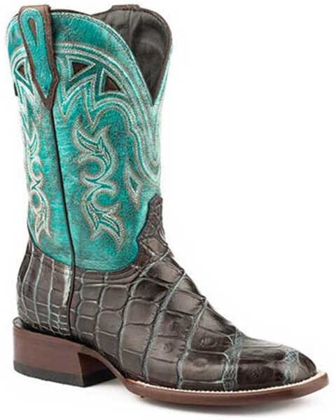 Stetson Women's Madrid Exotic Alligator Western Boots - Broad square Toe, Brown, hi-res