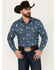 Pendleton Men's Laramie Diamond Print Long Sleeve Western Snap Shirt, Blue, hi-res