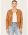 Image #1 - Miss Me Women's Crochet Faux Suede Jacket, Rust Copper, hi-res