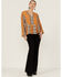 Wrangler Retro Women's Split Neck Peplum Print Mustard Peasant Top, Dark Yellow, hi-res
