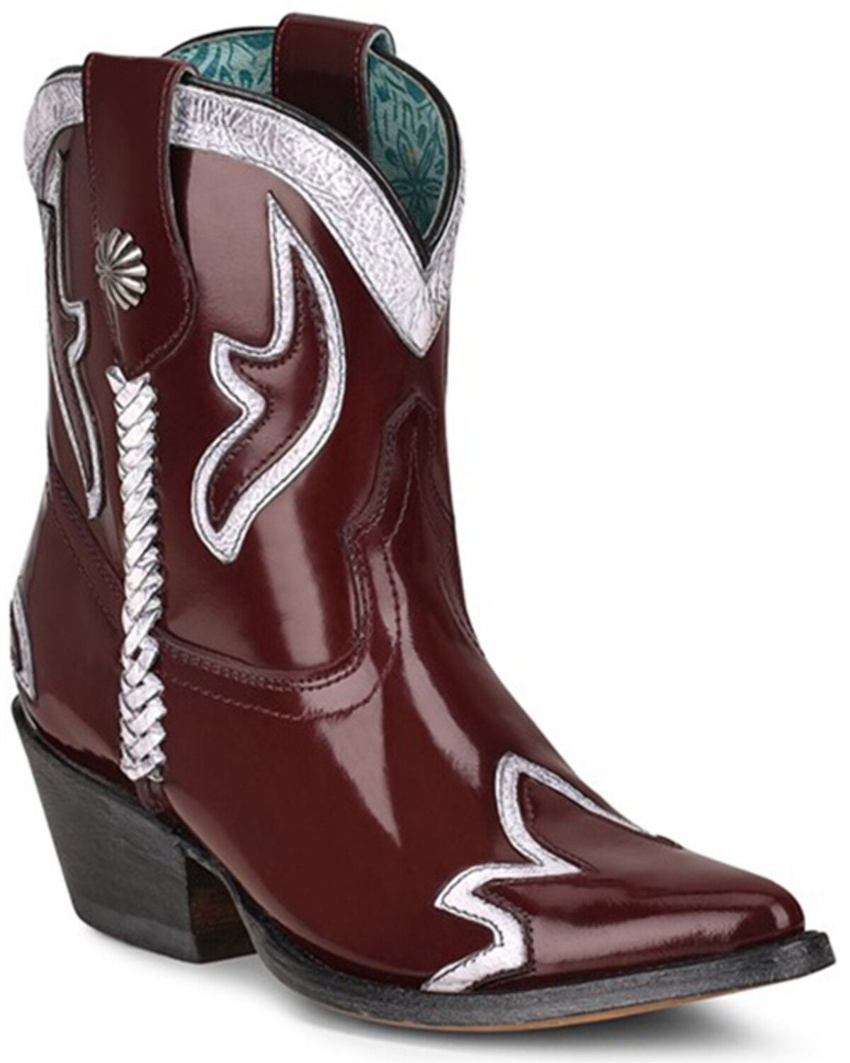 Corral Women's Burgundy Embroidery Western Booties - Snip Toe, Burgundy, hi-res